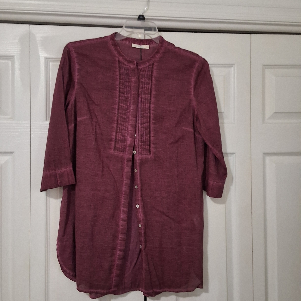 SOFIA Burgundy Button-Up Tunic